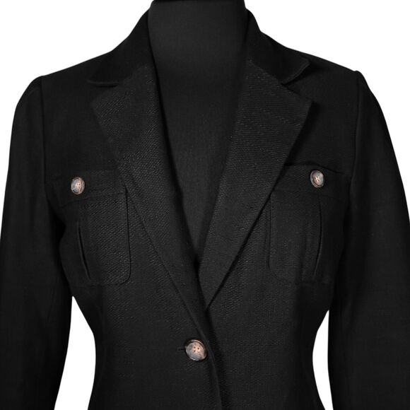 Banana Republic Women's Blazer Black Linen Blend Work Office Lined Suit Jacket 8 - Picture 4 of 9